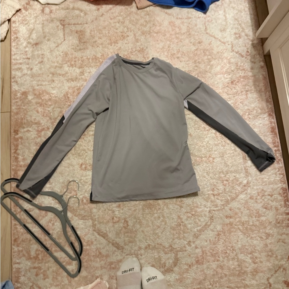 Gray Long Sleeve Athletic Top